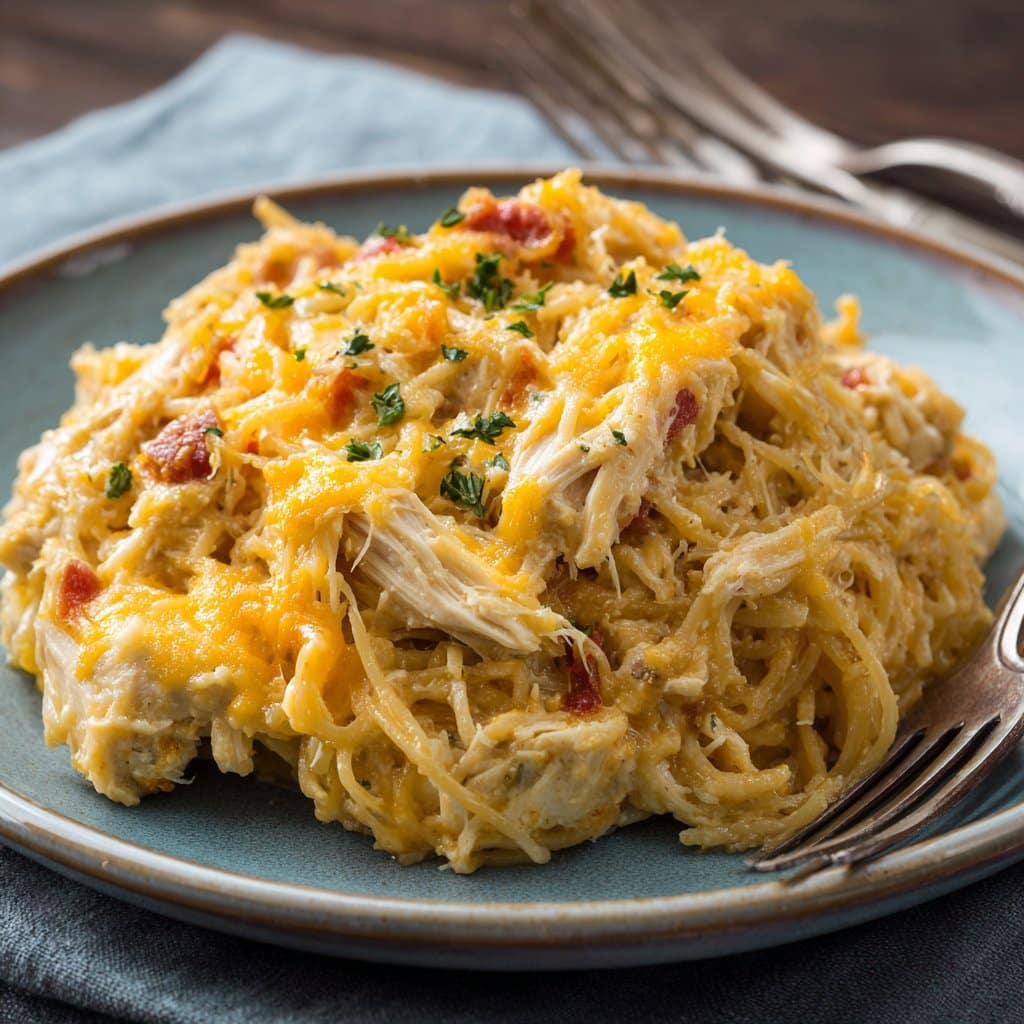 Crock Pot Cheesy Chicken Spaghetti