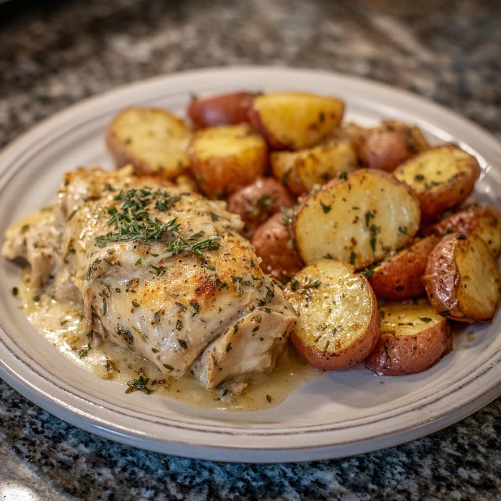 Garlic Parmesan Crockpot Chicken and Potatoes